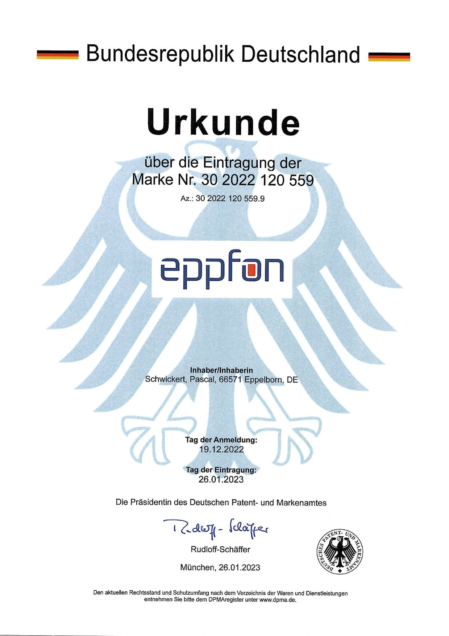 Urkunde Markeneintragung eppfon GmbH